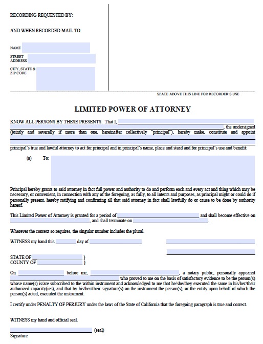 free-california-limited-power-of-attorney-form-template