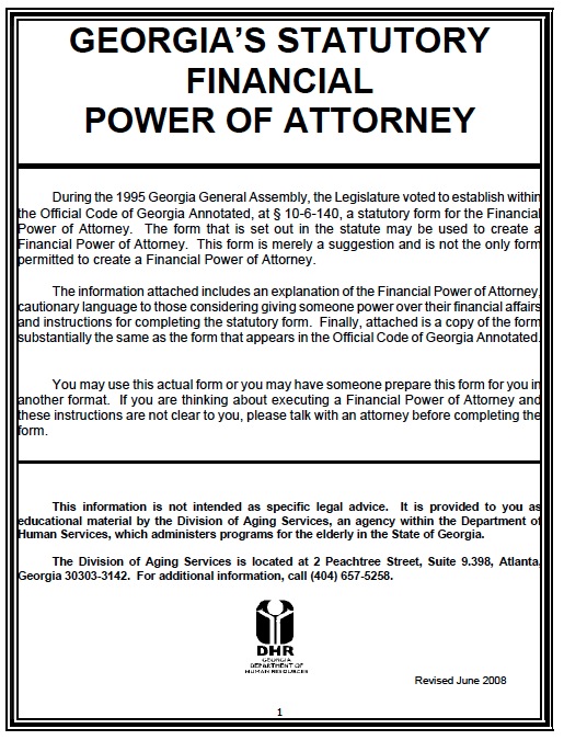 Free Georgia Power Of Attorney Forms And Templates
