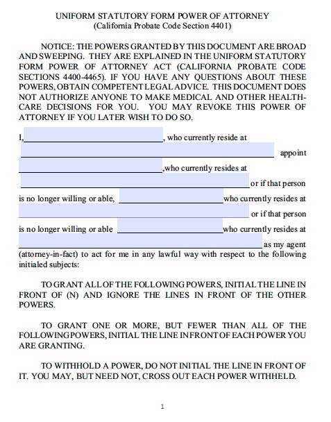 Free California Power of Attorney Forms and Templates